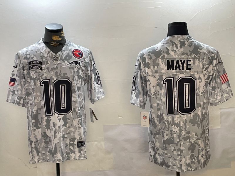 Men New England Patriots #10 Maye Nike Arctic Camo 2024 Salute to Service Limited NFL Jersey style 2->buffalo bills->NFL Jersey
